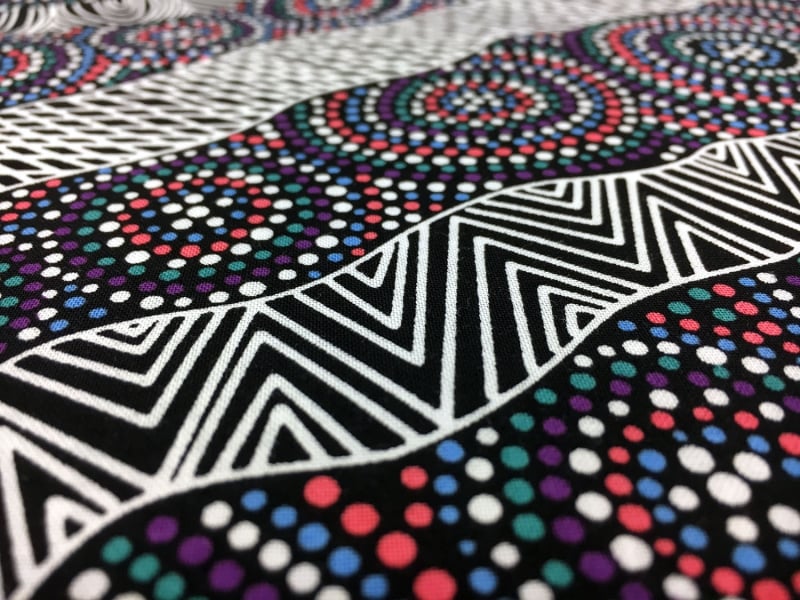 Australian Cotton Print With Aboriginal Motif | B&J Fabrics